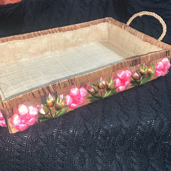 Vintage Woven Pink Floral Pyrex serving tray 13 x 8 BRAND NEW!!! - Picture 1 of 7